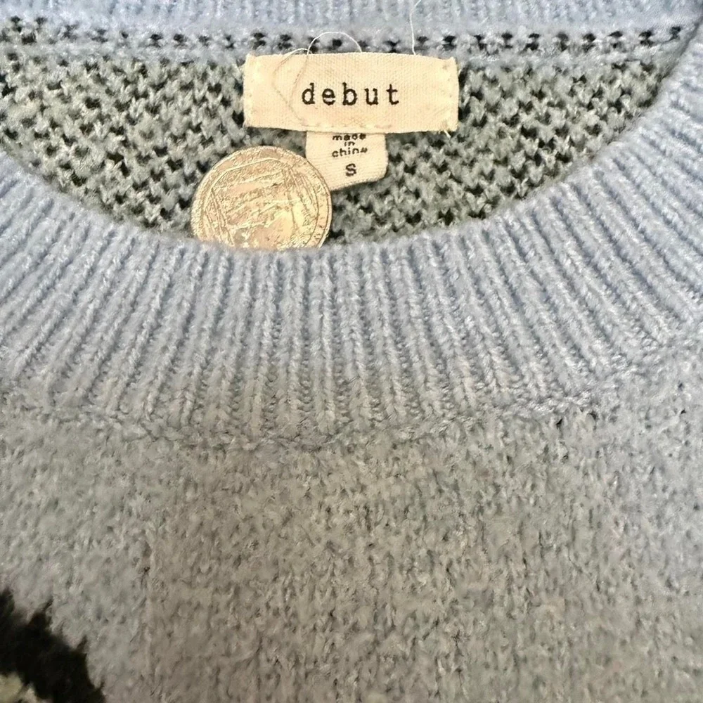Debut Light‎ Blue Butterfly Knit Sweater, Women's Size S — Cottagecore Style